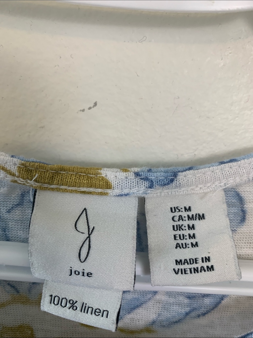 Joie Floral Cap-Sleeve Tee in Blue & Olive 100% Linen - Picture 2 of 7
